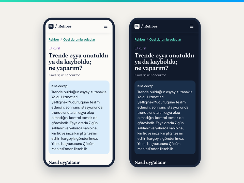 Aynı makale telefonda açık ve koyu temada