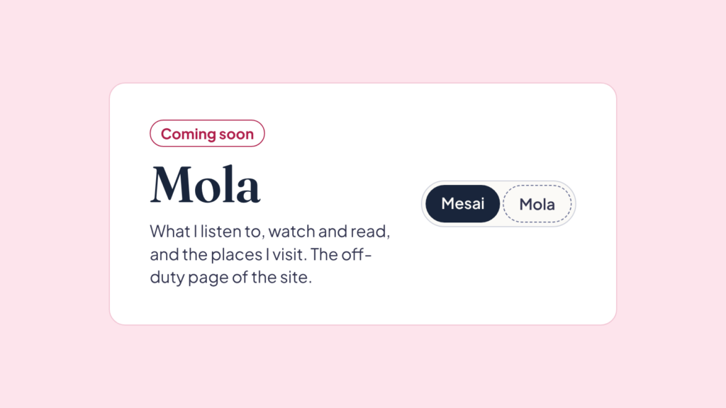 A coming soon card for Mola